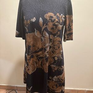 Black and Brown Sheath Mini Dress with 3/4 Sleeves Signature by Robbie Bee  MD